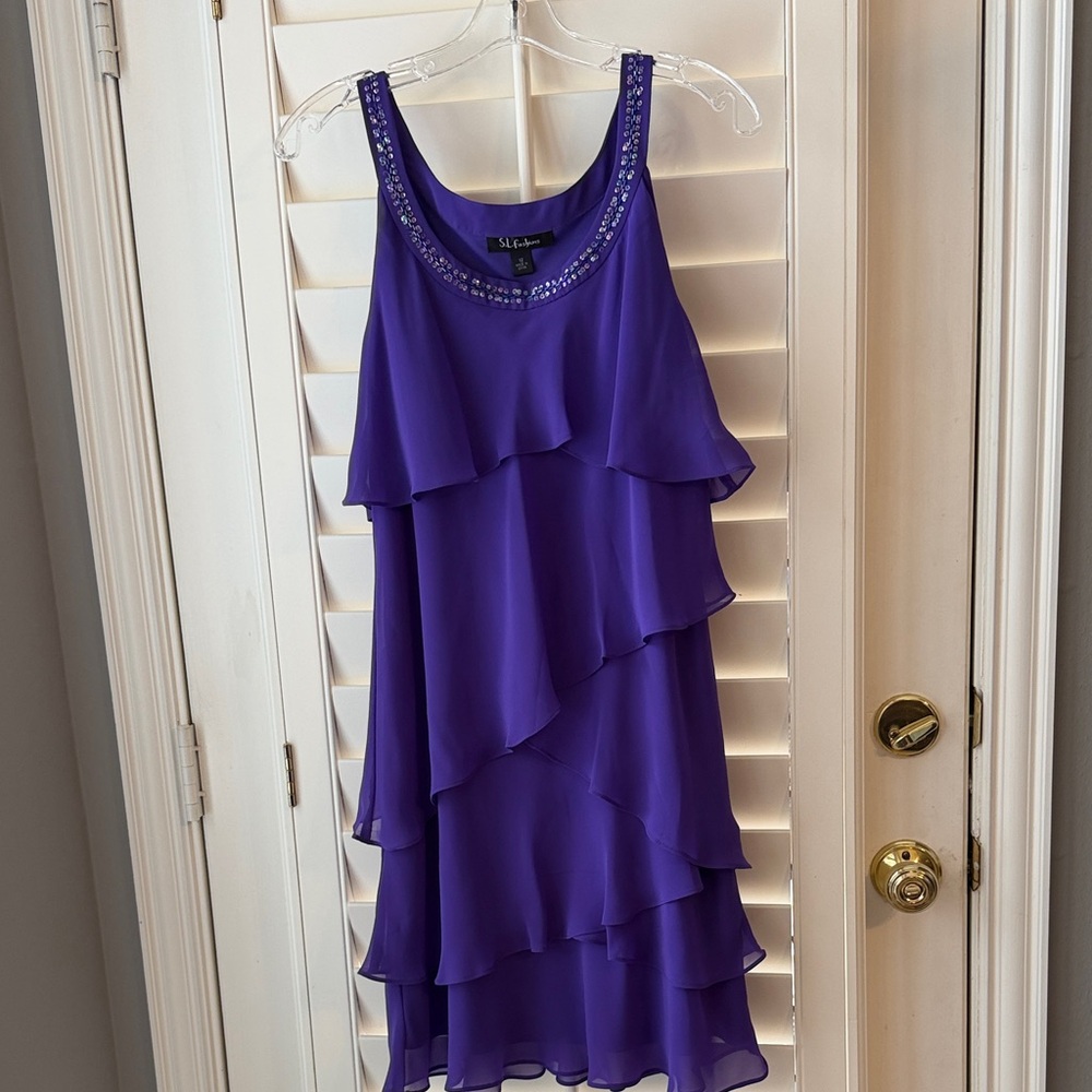 SL Fashions Purple Layered Dress
